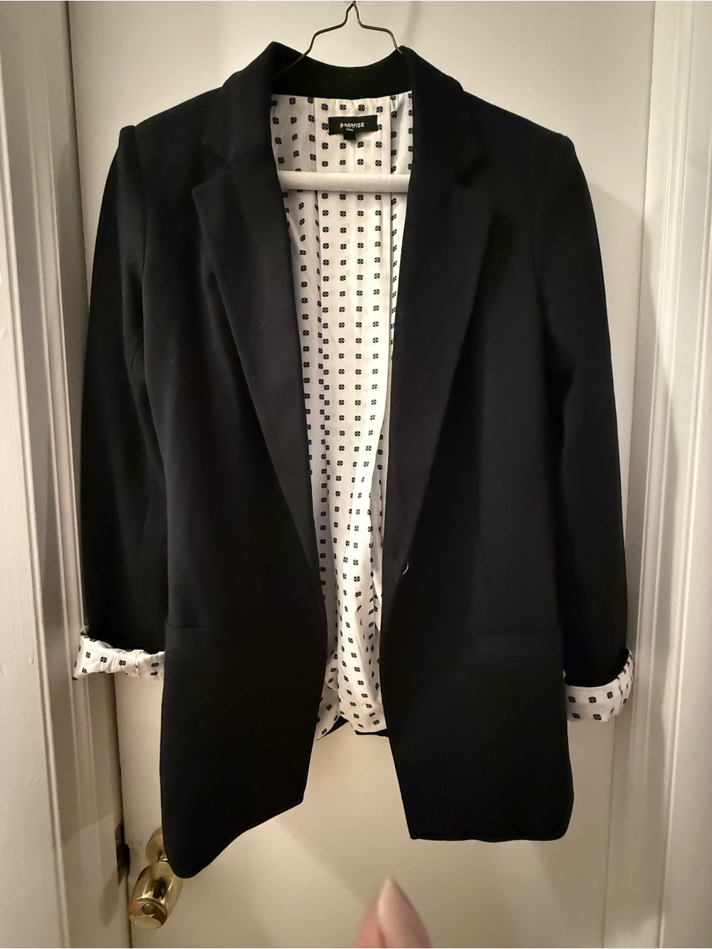 Premise Black Jacket with White Floral-Print Lining